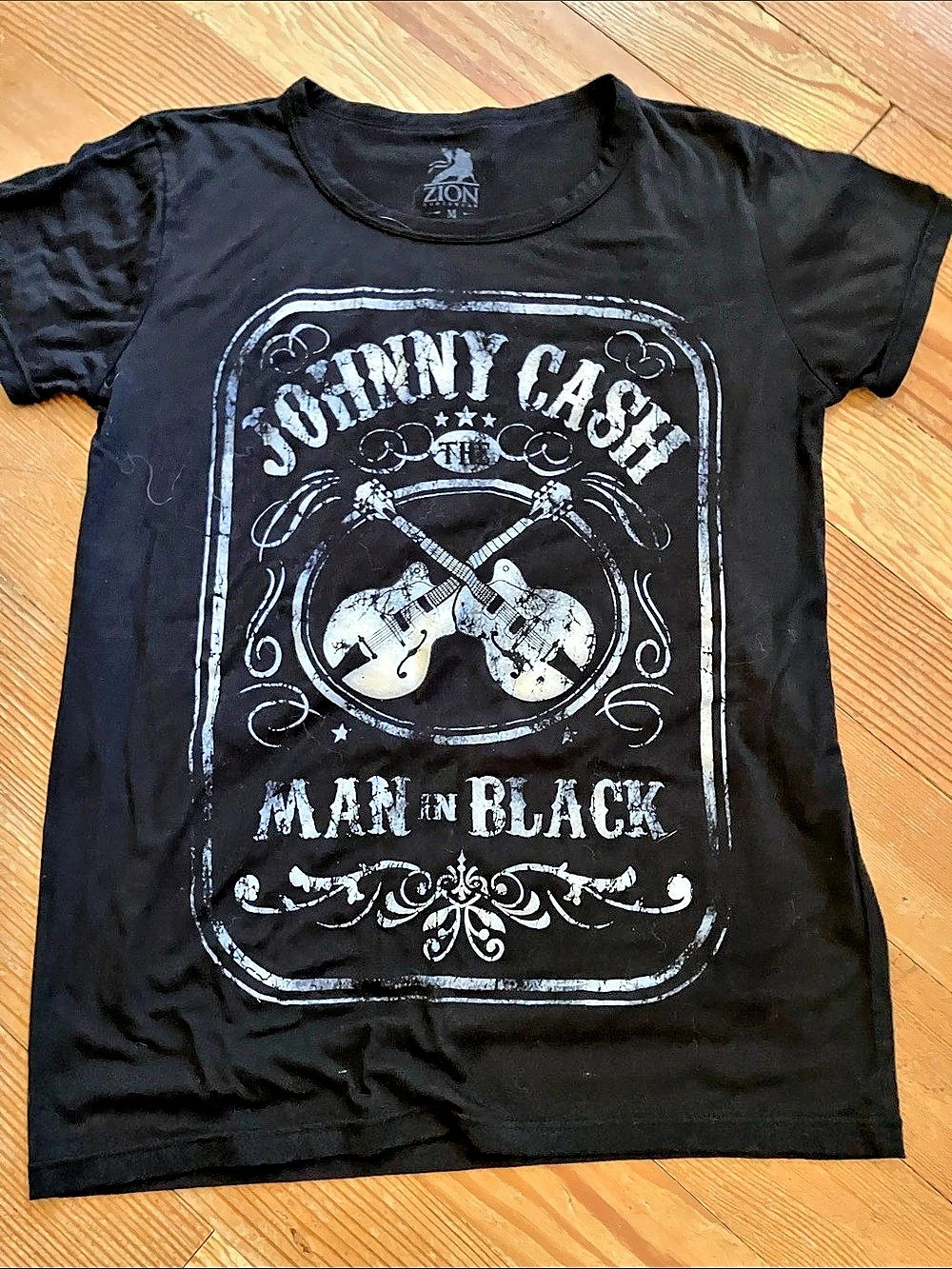Zion Johnny Cash Man in Black Graphic Tee Size Medium